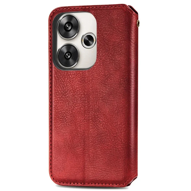 For Xiaomi Redmi Turbo 3 5G / Poco F6 5G Case Leather Strong Magnetic Phone Cover Imprinted Rhombus
