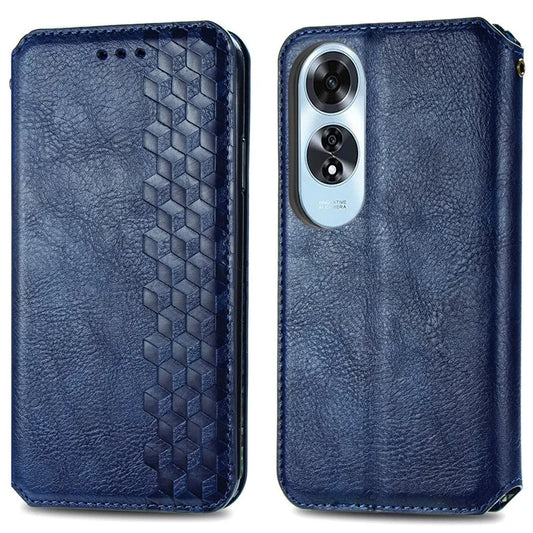 For Oppo A60 4G Case Rhombus PU Leather Phone Cover Hidden Magnetic Adsorption