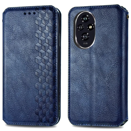 For Honor 200 Pro 5G Case Card Slot Cash Pocket Leather Phone Cover Rhombus Pattern