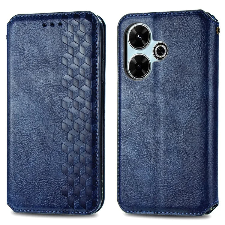 For Xiaomi Redmi 13 5G / 13 4G Case Rhombus Pattern Imprinted Leather Phone Cover Wallet Stand Card Slots
