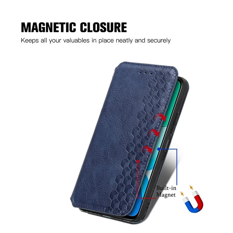 For Xiaomi Redmi 13 5G / 13 4G Case Rhombus Pattern Imprinted Leather Phone Cover Wallet Stand Card Slots