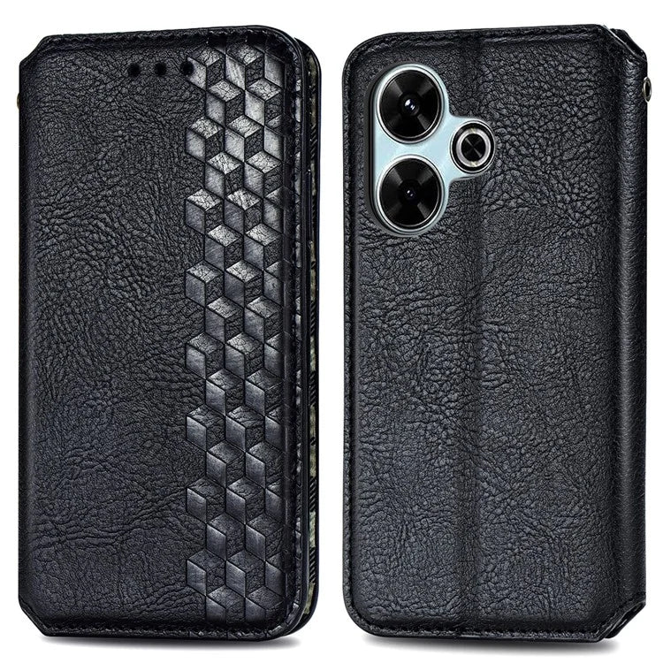 For Xiaomi Redmi 13 5G / 13 4G Case Rhombus Pattern Imprinted Leather Phone Cover Wallet Stand Card Slots
