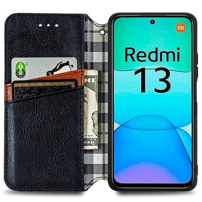 For Xiaomi Redmi 13 5G / 13 4G Case Rhombus Pattern Imprinted Leather Phone Cover Wallet Stand Card Slots