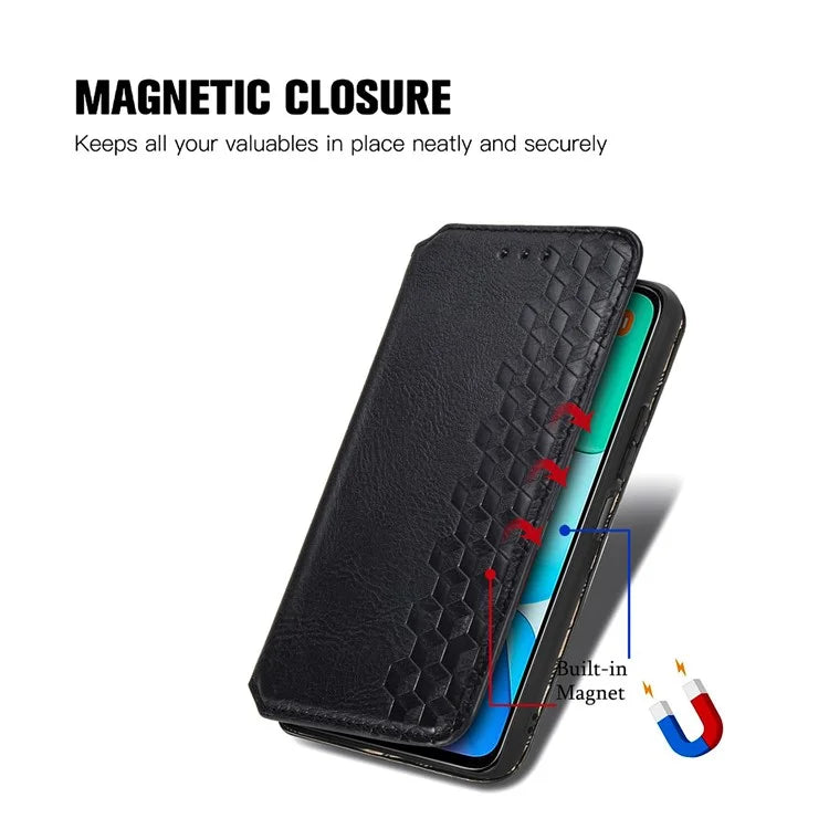 For Xiaomi Redmi 13 5G / 13 4G Case Rhombus Pattern Imprinted Leather Phone Cover Wallet Stand Card Slots
