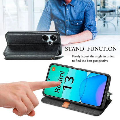 For Xiaomi Redmi 13 5G / 13 4G Case Rhombus Pattern Imprinted Leather Phone Cover Wallet Stand Card Slots