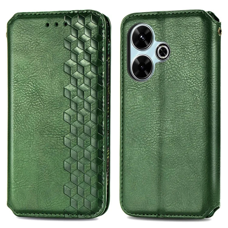 For Xiaomi Redmi 13 5G / 13 4G Case Rhombus Pattern Imprinted Leather Phone Cover Wallet Stand Card Slots