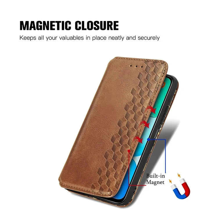 For Xiaomi Redmi 13 5G / 13 4G Case Rhombus Pattern Imprinted Leather Phone Cover Wallet Stand Card Slots