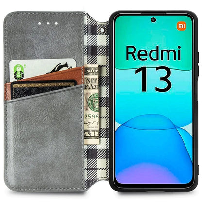 For Xiaomi Redmi 13 5G / 13 4G Case Rhombus Pattern Imprinted Leather Phone Cover Wallet Stand Card Slots