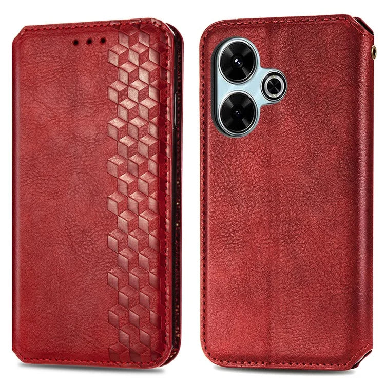 For Xiaomi Redmi 13 5G / 13 4G Case Rhombus Pattern Imprinted Leather Phone Cover Wallet Stand Card Slots