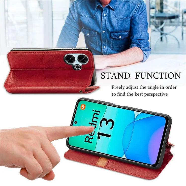 For Xiaomi Redmi 13 5G / 13 4G Case Rhombus Pattern Imprinted Leather Phone Cover Wallet Stand Card Slots