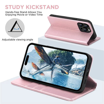 For iPhone 15 Pro Max Case RFID Blocking Wallet PU Leather Flip Phone Cover