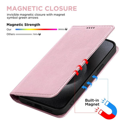 For iPhone 15 Pro Max Case RFID Blocking Wallet PU Leather Flip Phone Cover