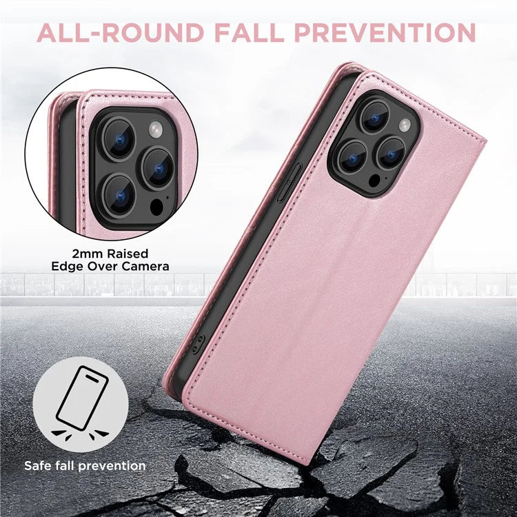 For iPhone 15 Pro Max Case RFID Blocking Wallet PU Leather Flip Phone Cover
