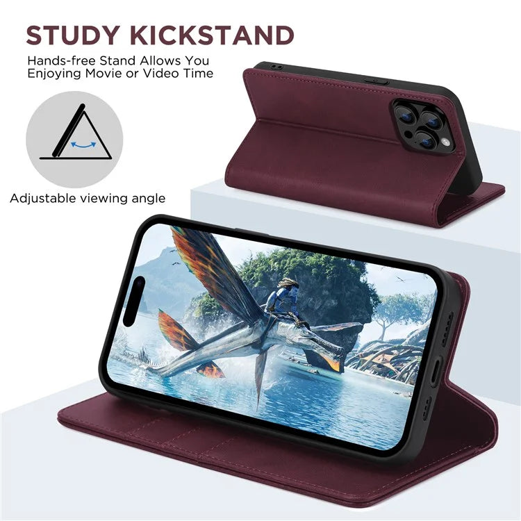 For iPhone 15 Pro Max Case RFID Blocking Wallet PU Leather Flip Phone Cover