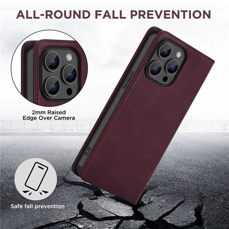 For iPhone 15 Pro Max Case RFID Blocking Wallet PU Leather Flip Phone Cover