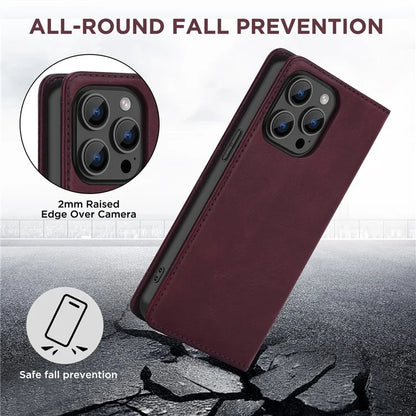 For iPhone 15 Pro Max Case RFID Blocking Wallet PU Leather Flip Phone Cover