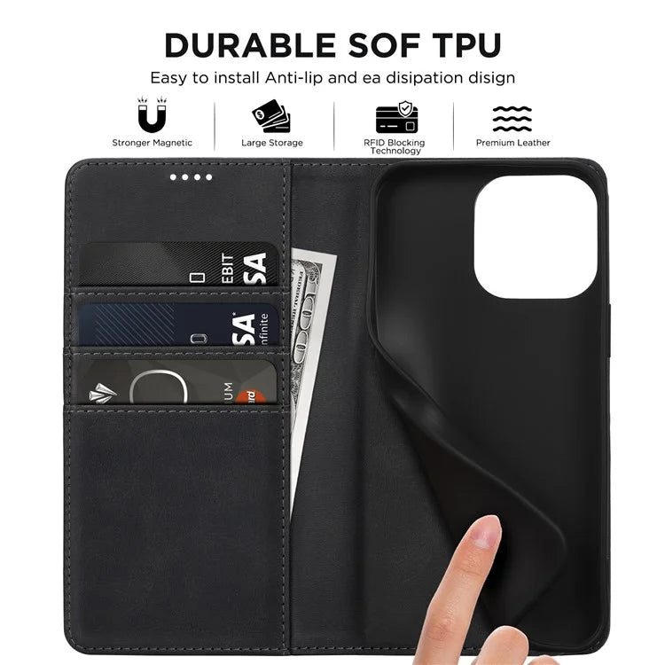 For iPhone 15 Pro Max Case RFID Blocking Wallet PU Leather Flip Phone Cover