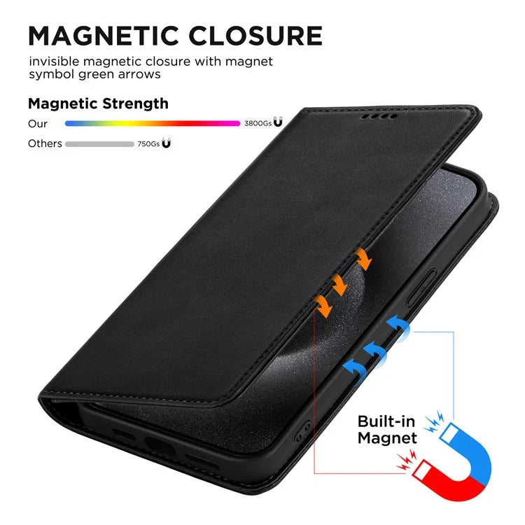 For iPhone 15 Pro Max Case RFID Blocking Wallet PU Leather Flip Phone Cover