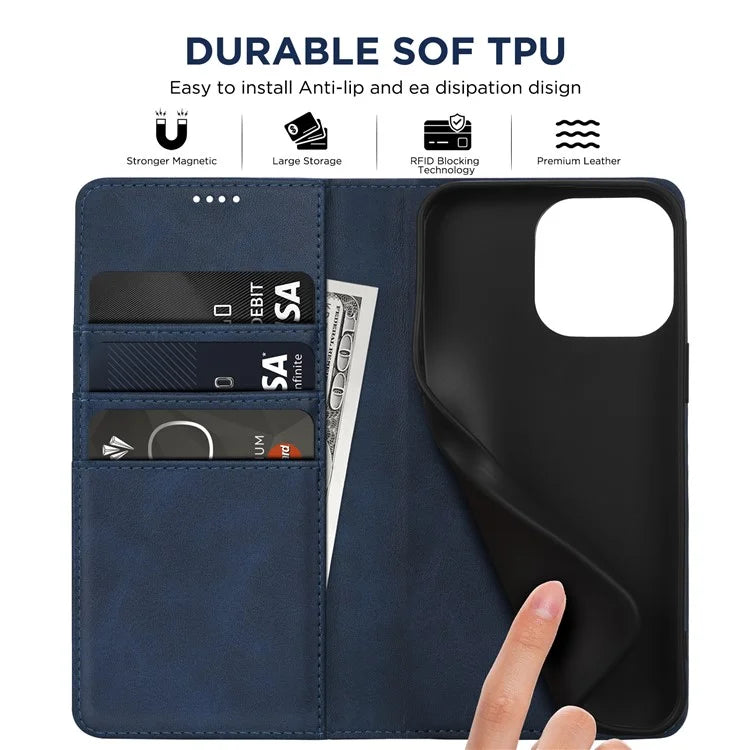 For iPhone 15 Pro Max Case RFID Blocking Wallet PU Leather Flip Phone Cover