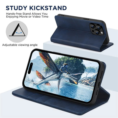 For iPhone 15 Pro Max Case RFID Blocking Wallet PU Leather Flip Phone Cover