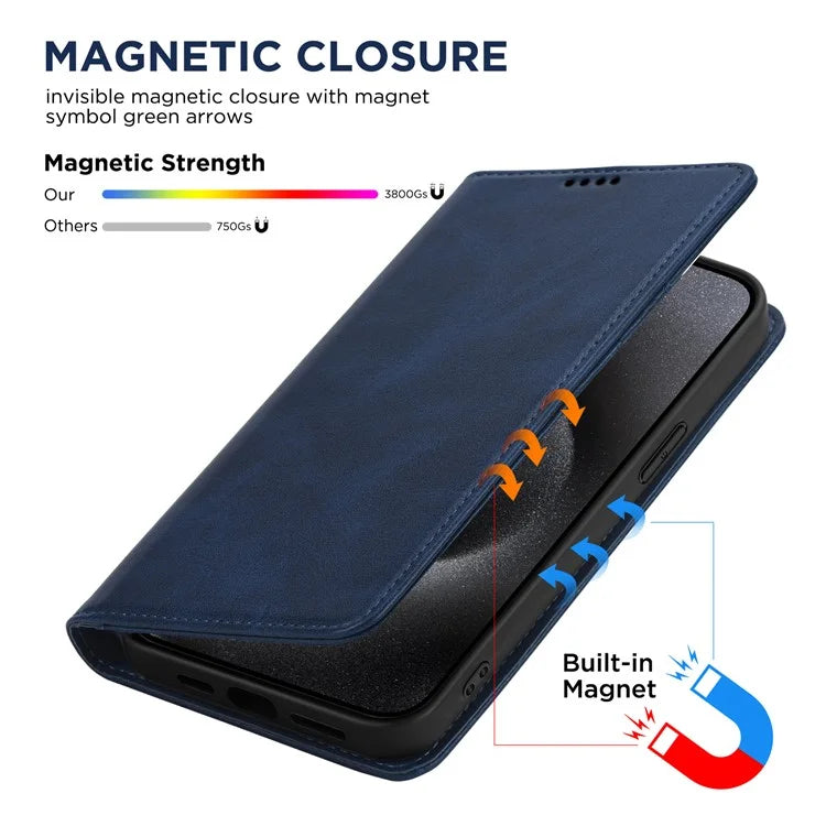For iPhone 15 Pro Max Case RFID Blocking Wallet PU Leather Flip Phone Cover