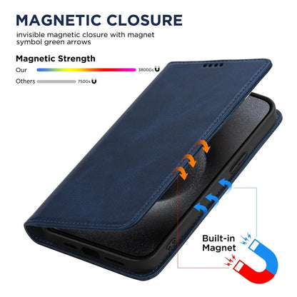 For iPhone 15 Pro Max Case RFID Blocking Wallet PU Leather Flip Phone Cover