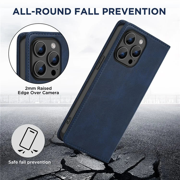 For iPhone 15 Pro Max Case RFID Blocking Wallet PU Leather Flip Phone Cover