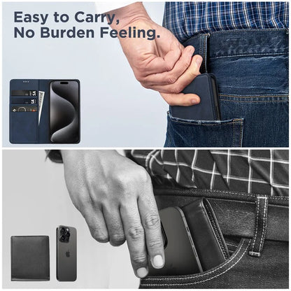For iPhone 15 Pro Max Case RFID Blocking Wallet PU Leather Flip Phone Cover