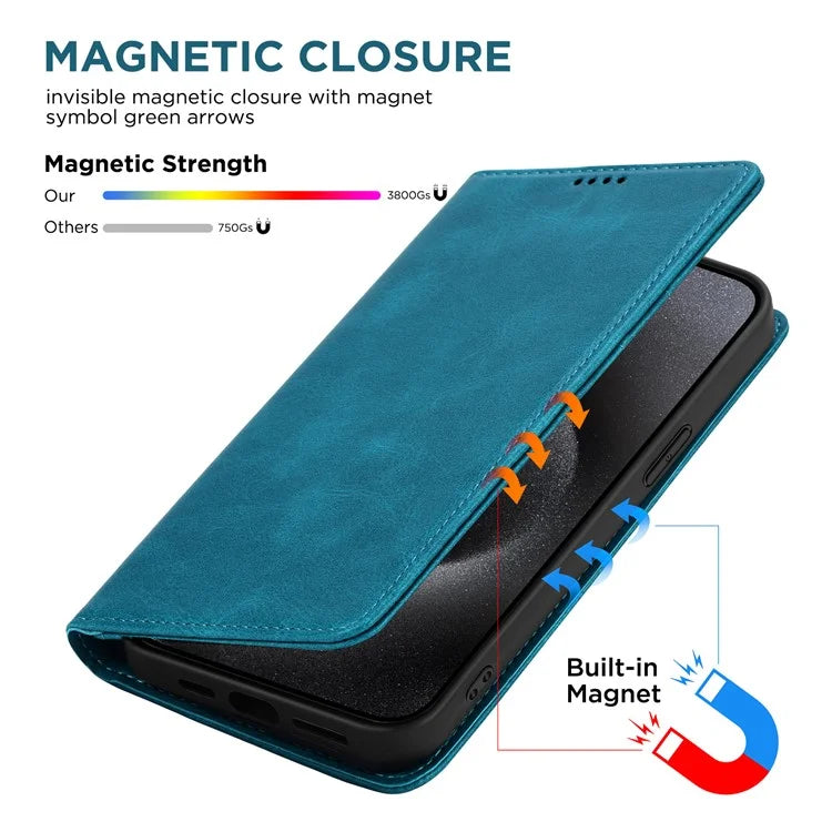 For iPhone 15 Pro Max Case RFID Blocking Wallet PU Leather Flip Phone Cover
