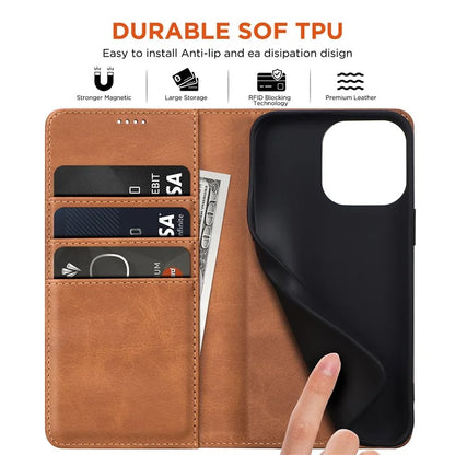 For iPhone 15 Pro Max Case RFID Blocking Wallet PU Leather Flip Phone Cover