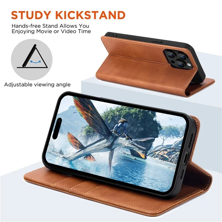 For iPhone 15 Pro Max Case RFID Blocking Wallet PU Leather Flip Phone Cover