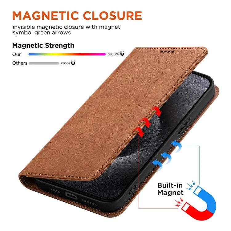 For iPhone 15 Pro Max Case RFID Blocking Wallet PU Leather Flip Phone Cover