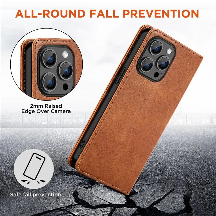 For iPhone 15 Pro Max Case RFID Blocking Wallet PU Leather Flip Phone Cover
