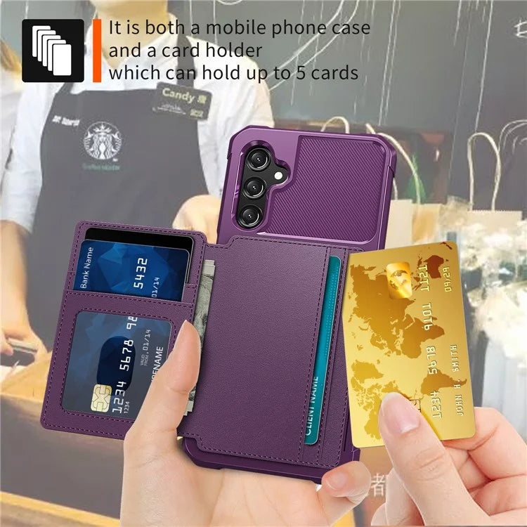 ZM03 For Samsung Galaxy A25 5G (Global) (161.0 X 76.5 X 8.3mm) Case PU Leather+TPU Anti Fall Phone Cover Card Slots