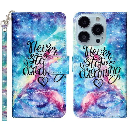 For iPhone 16 Pro Case Leather 3D Pattern Printed Phone Cover Stand Card Holder