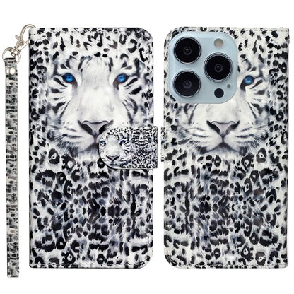 For iPhone 16 Pro Case Leather 3D Pattern Printed Phone Cover Stand Card Holder