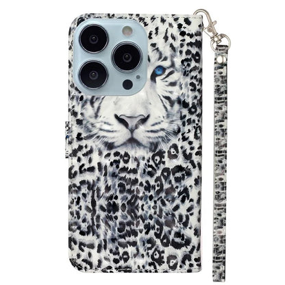 For iPhone 16 Pro Case Leather 3D Pattern Printed Phone Cover Stand Card Holder