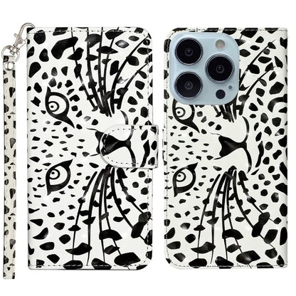 For iPhone 16 Pro Case Leather 3D Pattern Printed Phone Cover Stand Card Holder