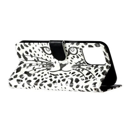 For iPhone 16 Pro Case Leather 3D Pattern Printed Phone Cover Stand Card Holder