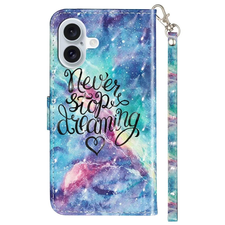 For iPhone 16 Plus Case 3D Pattern Printed Leather Wallet Phone Cover Stand Bookstyle