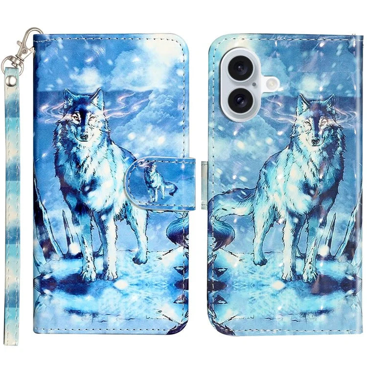 For iPhone 16 Plus Case 3D Pattern Printed Leather Wallet Phone Cover Stand Bookstyle