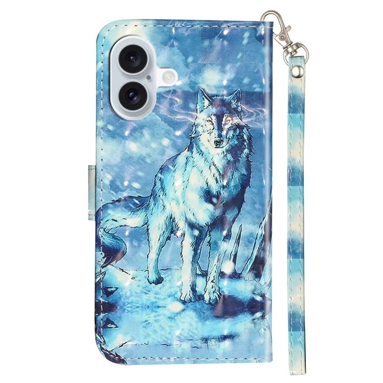 For iPhone 16 Plus Case 3D Pattern Printed Leather Wallet Phone Cover Stand Bookstyle