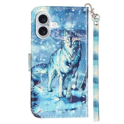 For iPhone 16 Plus Case 3D Pattern Printed Leather Wallet Phone Cover Stand Bookstyle