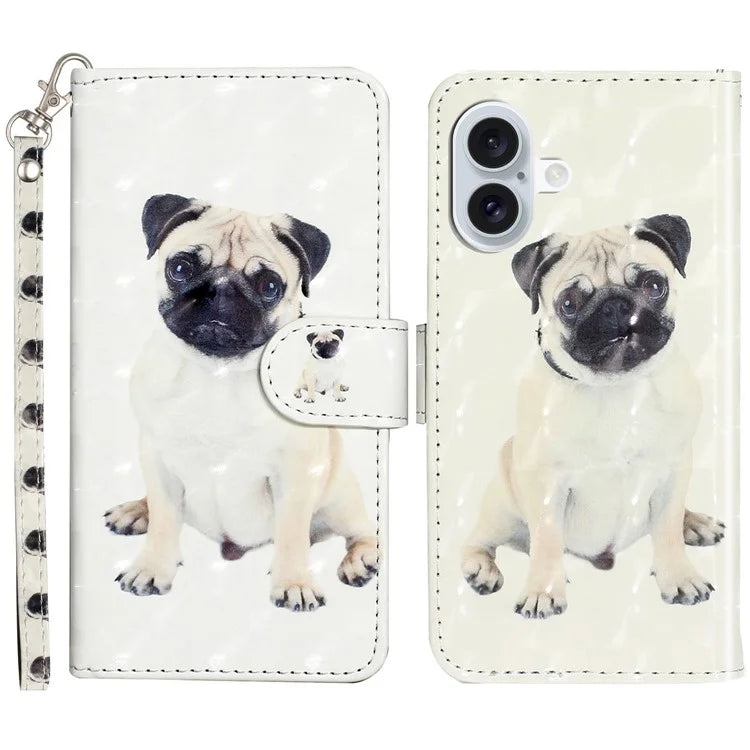 For iPhone 16 Plus Case 3D Pattern Printed Leather Wallet Phone Cover Stand Bookstyle