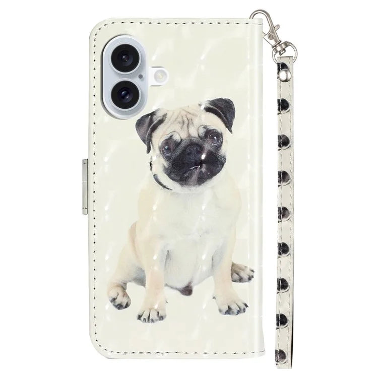 For iPhone 16 Plus Case 3D Pattern Printed Leather Wallet Phone Cover Stand Bookstyle