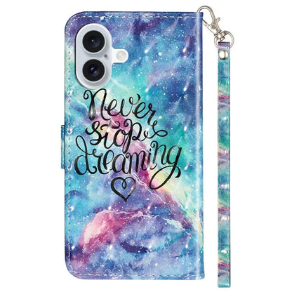 For iPhone 16 Leather Case Flip Wallet Phone Cover Magnetic Clasp 3D Pattern Printed