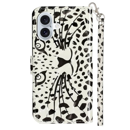 For iPhone 16 Leather Case Flip Wallet Phone Cover Magnetic Clasp 3D Pattern Printed