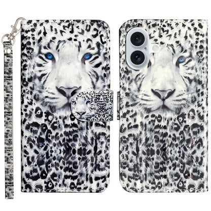 For iPhone 16 Leather Case Flip Wallet Phone Cover Magnetic Clasp 3D Pattern Printed