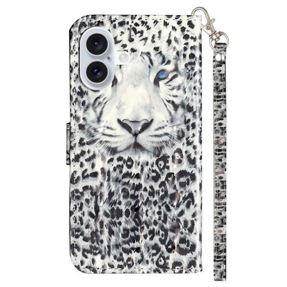 For iPhone 16 Leather Case Flip Wallet Phone Cover Magnetic Clasp 3D Pattern Printed