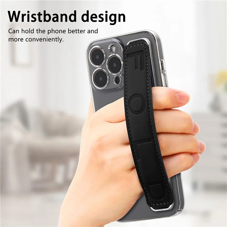 SP-03 PU Leather Phone Back Wrist Band Anti-Loss Adhesive Strap
